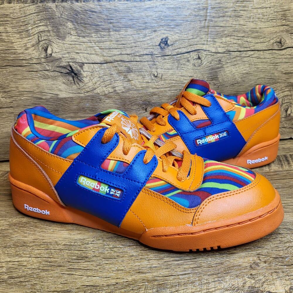 Reebok Workout Plus Mandarin Orange Tie Dye Sneakers sz 5.5 Mens 7 WMN